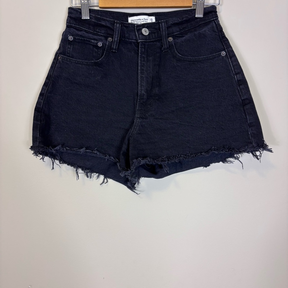 Abercrombie & Fitch Women's Black Denim 90ls‎ Cut Off Shorts 0